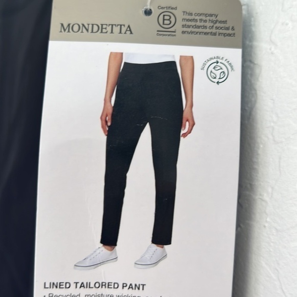MONDETTA Ladies High-Rise Lined Tailored Pant Black NWT